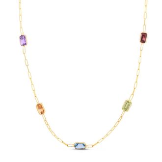 The Lovery Rainbow Gemstone Paperclip Necklace