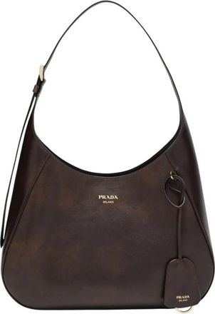Prada Boogie Medium Schoudertas - Dames - Schoudertassen - Bruin - ONE Size - Leer - Tassen