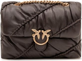 Pinko Brown Love Birds Mini Shoulder Bag