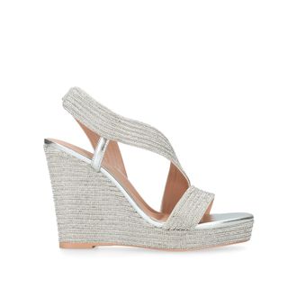 Carvela Womens Gala Wedge Jewel 110 Heels - Silver material_Fabric - Size UK 3