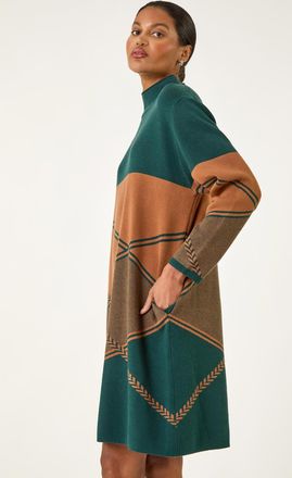 Roman Patchwork Knit Jumper Dress