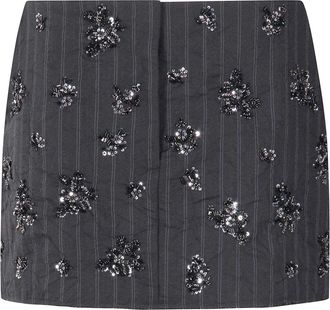 SIMKHAI Blaire Mini Rok - Dames - Korte rokken - Grijs - XS - Pailletten - Rokken
