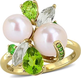 Delmar Pearl & Gemstone Cluster Ring in Green at Nordstrom Rack, Size 5