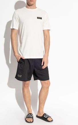 Emporio Armani T-shirt With Logo Patch, Mens, White