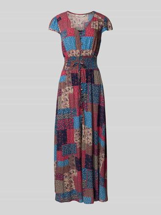 Apricot Maxikleid aus Viskose mit V-Ausschnitt in Pink, Gr&ouml;&szlig;e XL