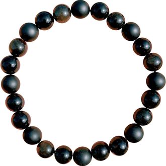 Generic 8 mm Shungite Bead Bracelet Stretchy From Karelia Region, Crystal Jewelries (Black, 16-20cm)