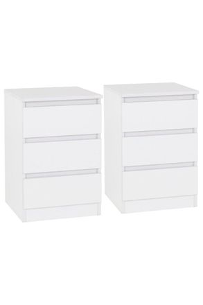 Seconique Malvern 3 Drawer Bedside (PAIR) in White