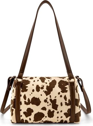 Like Dreams Womens Soe Cow Print Crossbody Bag In Brown