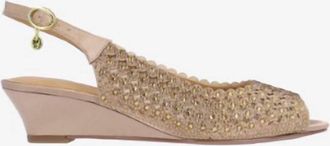 J. Rene&eacute; Womens Malorie Sling Back Pumps In Beige Satin/stones