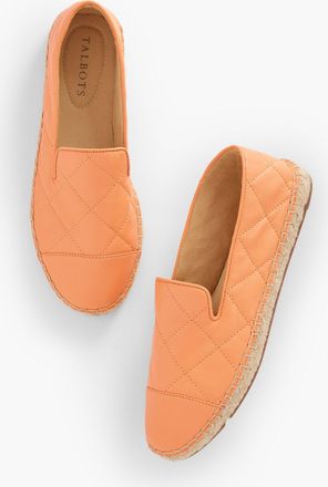 Talbots Izzy Quilted Espadrille Flats - Nappa Leather - Peach Sorbet - 5M Talbots