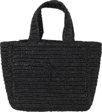 Maneb&igrave; Black Zuma Small Woven Raffia Tote Bag