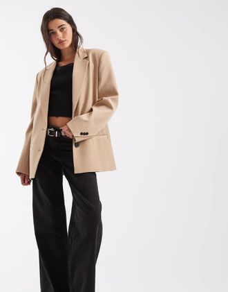Asos blazer sartoriale dalla vestibilit&agrave; ampia color sabbia-Neutro