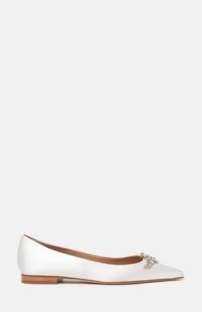 Scarosso Iris Ballerinas in White Rhinestone - Silk at Nordstrom, Size 39.5