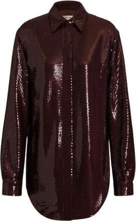 Alberta Ferretti Glanzende Pailletten Blouse - Dames - Tunieken - Bruin - M - Pailletten - Overhemden