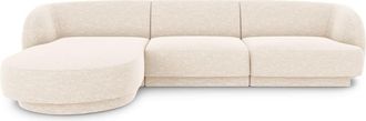 MICADONI Sofá esquinero izquierdo 4 plazas de tejido chenilla beige claro