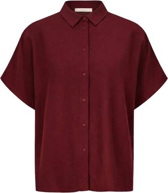 By-Bar Amsterdam Barley Viscose Blouse - Dames - Overhemden - Rood - M - Overhemden