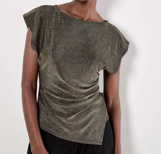 Apricot Sparkle Side Ruched Jersey Top In Yellow