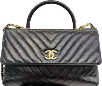 Chanel Black Chevron Large Coco Top Handle