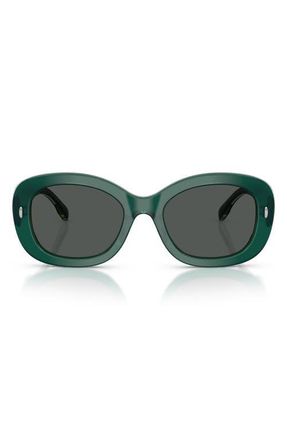 Tory Burch 52mm Oval Sunglasses in Dark Green/transparent Sage /Dark Grey at Nordstrom