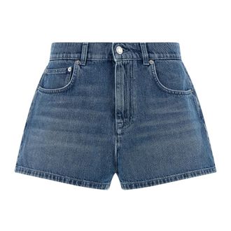 Moschino Patchwork Heart Denim Short Shorts - Dames - Denim shorts - Blauw - XS - Denim - Korte Broeken