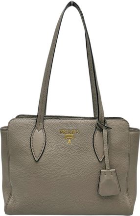 Prada Grayish Leather Tote Bag (Pre-Owned)