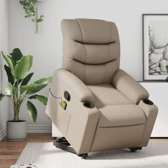 vidaXL Vidaxl - Sill&oacute;n Reclinable Masaje Pie Cuero Artificial Color Capuchino