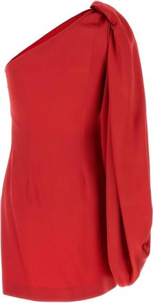 Stella McCartney Womens Red Satin One-Shoulder Mini Dress Tomato Exterior: Acetate Viscose Abiti