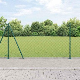 vidaXL Valla De Eslabones De Cadena Con Postes Verde 1.2 X 25 M Acero Vidaxl