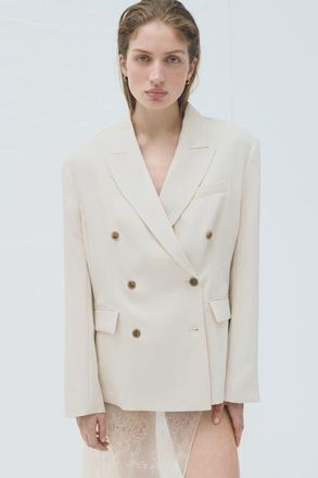 H&M Double-breasted Blazer in Light Beige at Nordstrom, Size Xx-Large