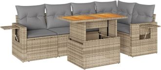 vidaXL Juego De Sof&aacute;s Jard&iacute;n Con Cojines 6 Pzas Rat&aacute;n Sint&eacute;tico Beige Vidaxl