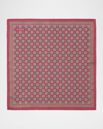 Eton Men & apos;s Circle Medallion Silk Pocket Square