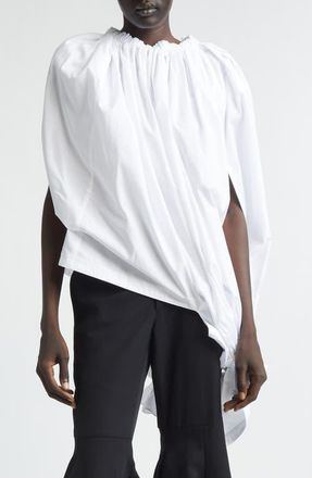 Comme Des Gar&ccedil;ons Gathered Cotton Broadcloth Cocoon Top in White at Nordstrom, Size Large