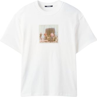Jacquemus White Cotton Ribbed Crewneck T-Shirt