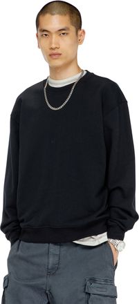 Diesel Cotton sweatshirt with micro logo embroidery - Sweaters - Man - Black
