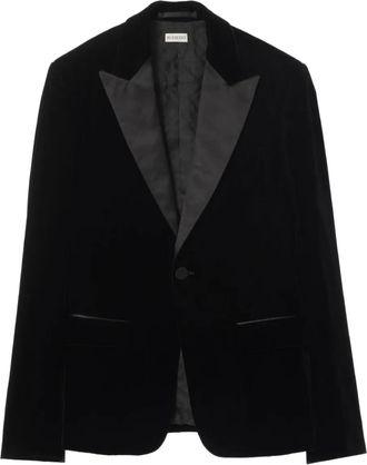 Burberry peaked lapels velvet tuxedo jacket - men - Velvet/Recycled Viscose/Silk/Viscose - 54 - Black
