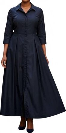 Bigio Collection Button Up Maxi Shirtdress In Navy