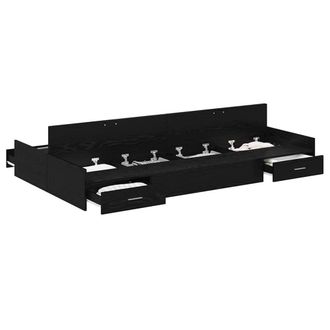 Berkfield Home Modern Storage Bed Frame Black oak 120 x 190 cm Engineered wood
