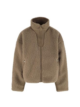 Entire studios Taupe Cropped Plush Teddy Jacket