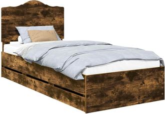 vidaXL Estructura De Cama Roble Ahumado 75 X 190 Cm Madera Ingenieril Vidaxl