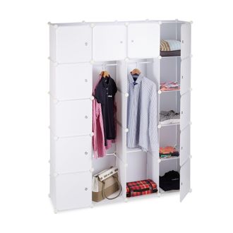 Relaxdays Relaxdays - Armario Modular Con 14 Compartimentos Y 2 Barras, Pl&aacute;stico, Blanco, 180 X 145 X 36.5 Cm