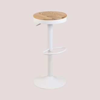 Sklum Sklum - Pack De 2 Taburetes Altos Regulables En Acero Y Madera De Olmo Bardder