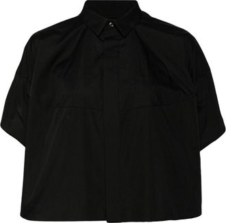 sacai pointed-collar shirt - women - Cotton/Polyester - 3 - Black