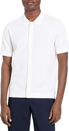 Theory Cairn in Cotton Short Sleeve Shirt in Ivory at Nordstrom, Size Xx-Large