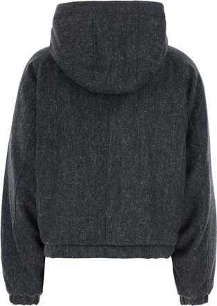Brunello Cucinelli Womens Down Jacket Grey Wool Blend Virgin Puffer