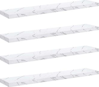 vidaXL Wall Shelf 4 pcs White Marble 120 x 23.5 x 4 cm Engineered Wood vidaXL