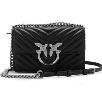 Pinko Womens Love ONE Mini DC Sheep Nappa C, Z99O_Nero-Old Silver