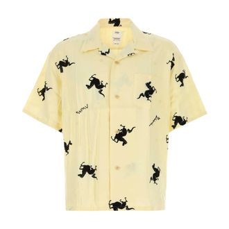 Visvim Short Sleeve Shirts, male, Yellow, Size: XL Printed Rayon Shirt