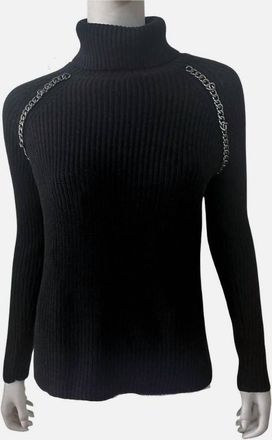 Elliott Lauren Womens Turtleneck Sweater With Chain Detail In Black