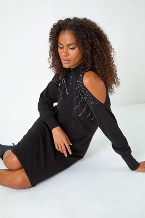 DUSK Sparkly Split Sleeve Jumper Dress