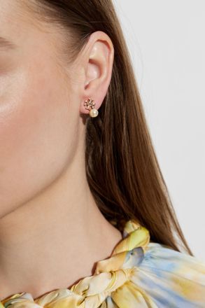 Tory Burch Earrings With Glass Pearl, Womens, Gold